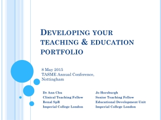 Developing your teaching &amp; education portfolio