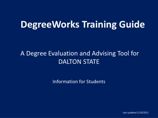 DegreeWorks Training Guide