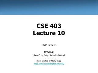 CSE 403 Lecture 10