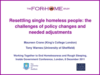Resettling single homeless people: the challenges of policy changes and needed adjustments