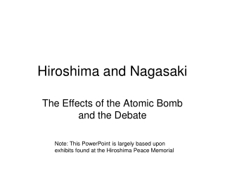 Hiroshima and Nagasaki