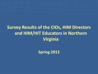 Survey Results of the CIOs, HIM Directors and HIM/HIT Educators in Northern Virginia Spring 2013