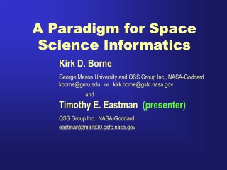 A Paradigm for Space Science Informatics