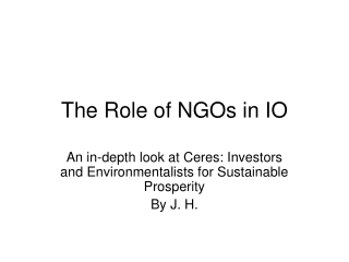 The Role of NGOs in IO