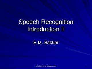 Speech Recognition Introduction II