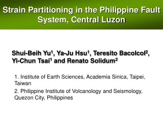 Strain Partitioning in the Philippine Fault System, Central Luzon