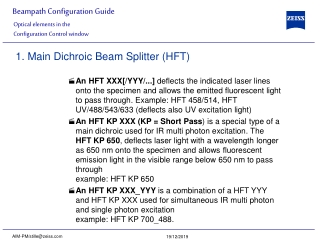 Optical elements in the  Configuration Control window