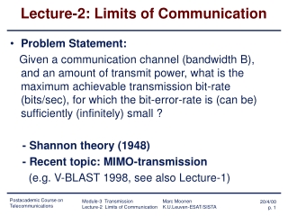 Lecture-2: Limits of Communication