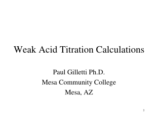 Weak Acid Titration Calculations