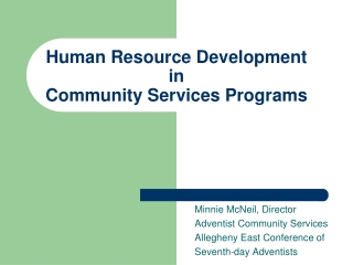 Human Resource Development  in Community Services Programs