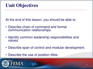 Unit Objectives