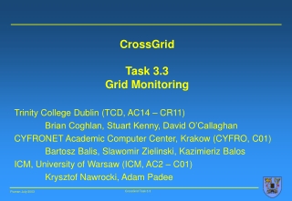 CrossGrid  Task 3.3  Grid Monitoring