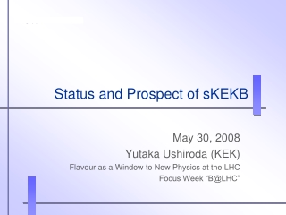 Status and Prospect of sKEKB