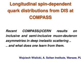 Longitudinal spin-dependent quark distributions from DIS at COMPASS
