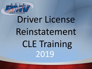 Driver License Reinstatement  CLE Training