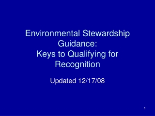 Environmental Stewardship Guidance: Keys to Qualifying for Recognition