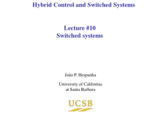 Lecture #10 Switched systems