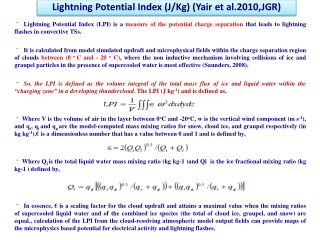 Lightning Potential Index (J/Kg) ( Yair  et al.2010,JGR)