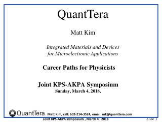 Joint KPS-AKPA Symposium  Sunday, March 4, 2018,