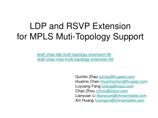 LDP and RSVP  Extension  for  MPLS  Muti-Topology Support