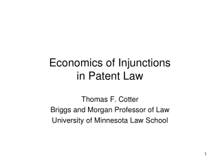 Economics of Injunctions  in Patent Law