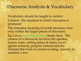 Discourse Analysis &amp; Vocabulary