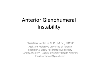 Anterior Glenohumeral Instability