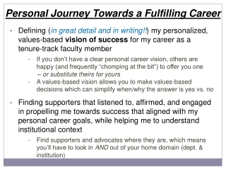 Personal Journey Towards a Fulfilling Career