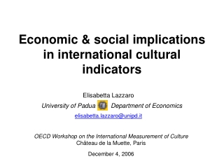 Economic &amp; social implications in international cultural indicators