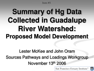 Summary of Hg Data Collected in Guadalupe River Watershed: Proposed Model Development