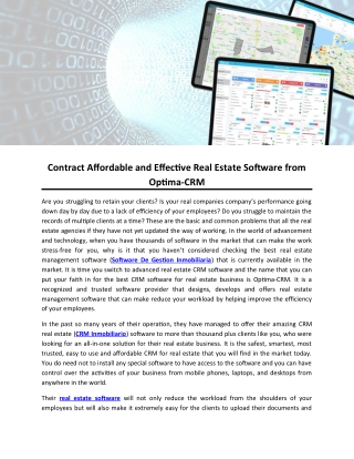 Contract Affordable and Effective Real Estate Software from Optima-CRM