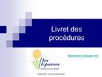 Livret des proc dures