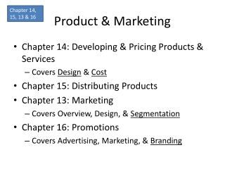Product &amp; Marketing