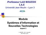 Professeur La d BOUZIDI I.A.E Universit Jean Moulin Lyon 3