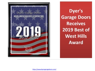 Dyer's Garage Doors Receives 2019 Best of West Hills Award