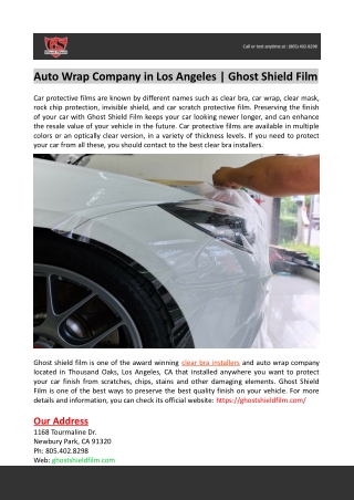 Auto Wrap Company in Los Angeles-Ghost Shield Film