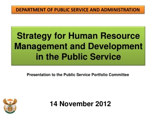 Strategy for Human Resource Management and Development  in the Public Service