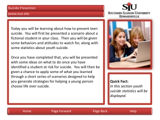 Quick Fact: In this section youth suicide statistics will be displayed.