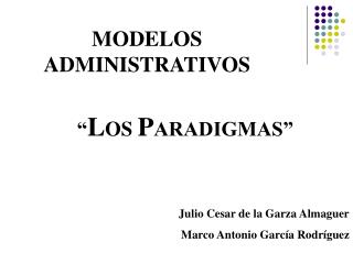 MODELOS ADMINISTRATIVOS