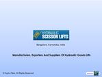 Hydraulic Goods Lift Manufacturers