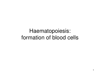 Haematopoiesis:  formation of blood cells