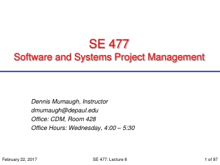 SE 477  Software and Systems Project Management