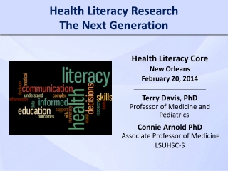 Health Literacy Research The Next Generation