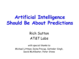 Artificial Intelligence  Should Be About Predictions