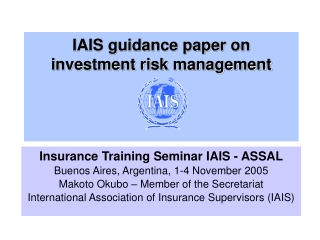 IAIS guidance paper on                               investment risk management