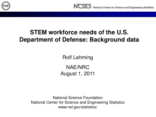 STEM workforce needs of the U.S. Department of Defense: Background data