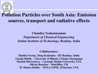 Pollution Particles over South Asia: Emission sources, transport and radiative effects