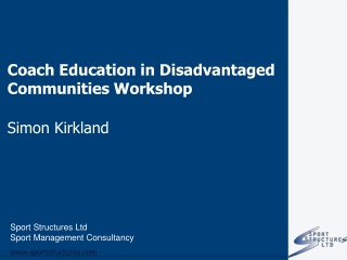 Coach Education in Disadvantaged Communities Workshop