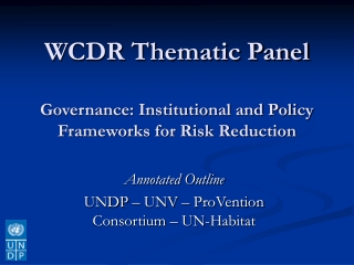 WCDR Thematic Panel Governance: Institutional and Policy Frameworks for Risk Reduction