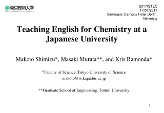 Teaching English for Chemistry at a Japanese University